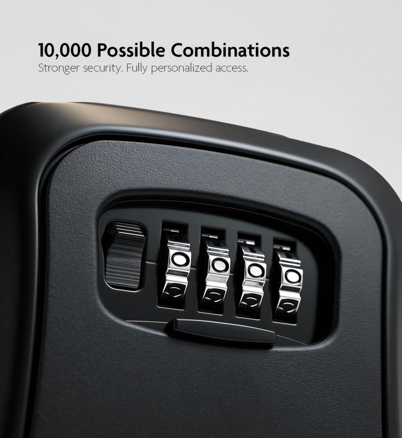 Iron Lock صندوق قفل المفاتيح Iron Lock® مثبت على الحائط - متوسط مقاوم للماء آمن معدني ثقيل مع تركيبة مكونة من 4 أرقام للوصول الخارجي، دخول المنزل، أمان المكتب، الإيجارات واستخدام Airbnb (أسود، متوسط) - Image 2